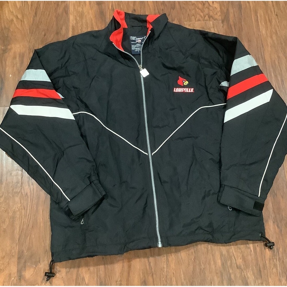 Women Louisville Cardinals Wind Breaker. NCAA Large  Black and red Pro Celebrity